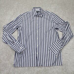 Banana Republic Shirt Mens Large Blue/Gray Slim Fit Albini Italian Fabric Cotton
